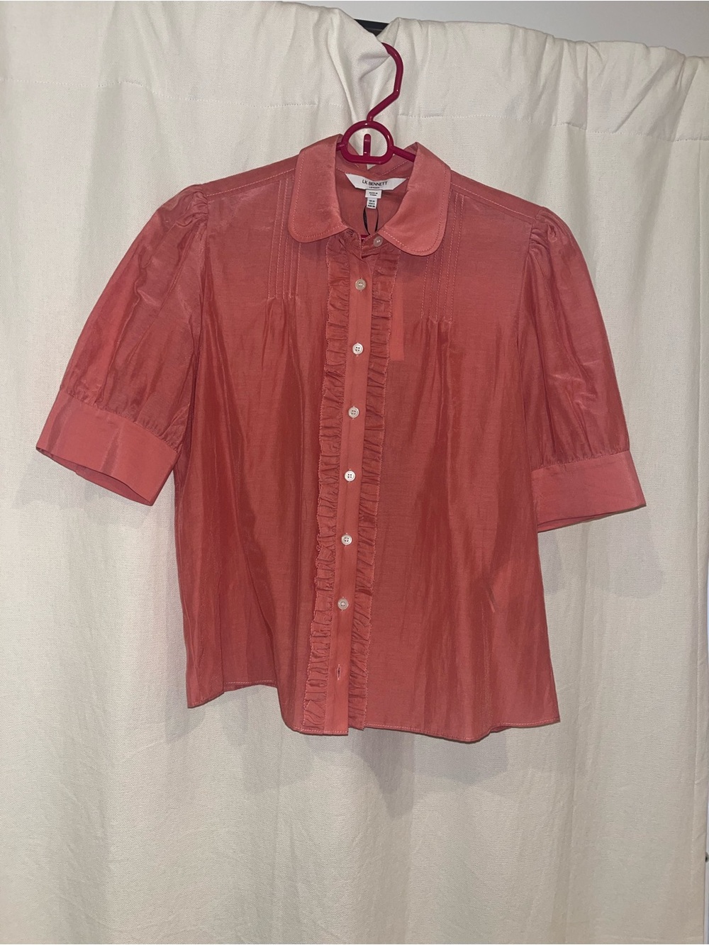 LK Bennett Coral Ruffle-Trim Button Blouse